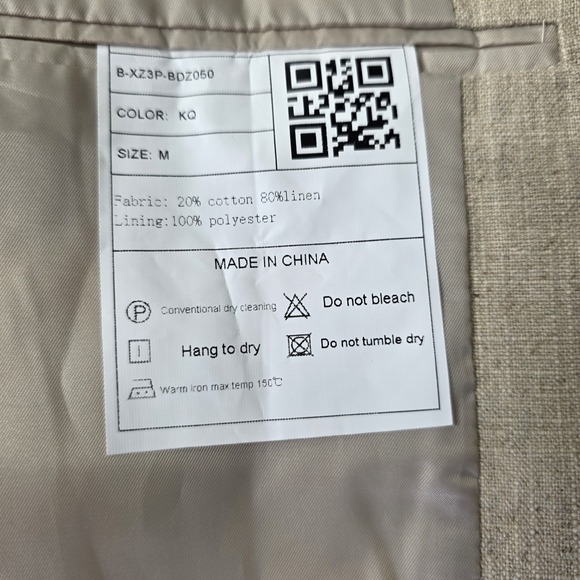 Mage‎ Male Mens Medium Beige Linen Blend 5 Button Vest Formal Dance Wedding - Picture 8 of 9